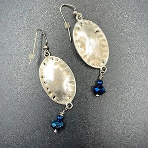 Silver earrings with blue beads